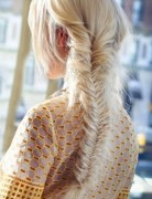 Long blonde fish tail braid