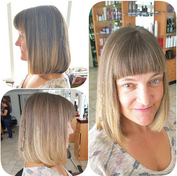 Bob long with sharp bangs - women's shaving ideas