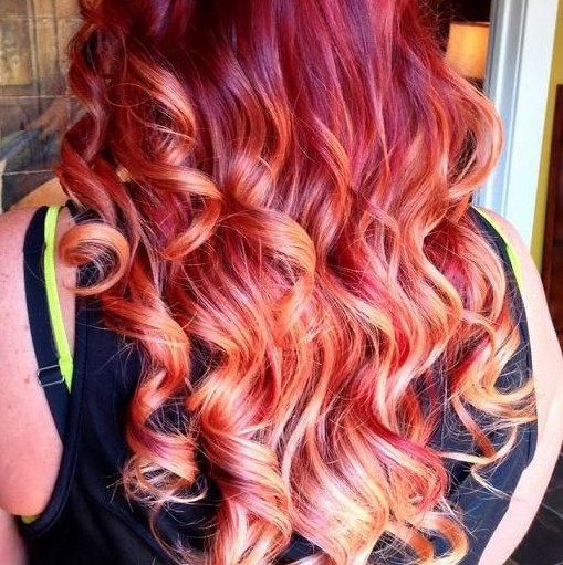 Long curly hairstyles 2014: long hair with the most prominent red