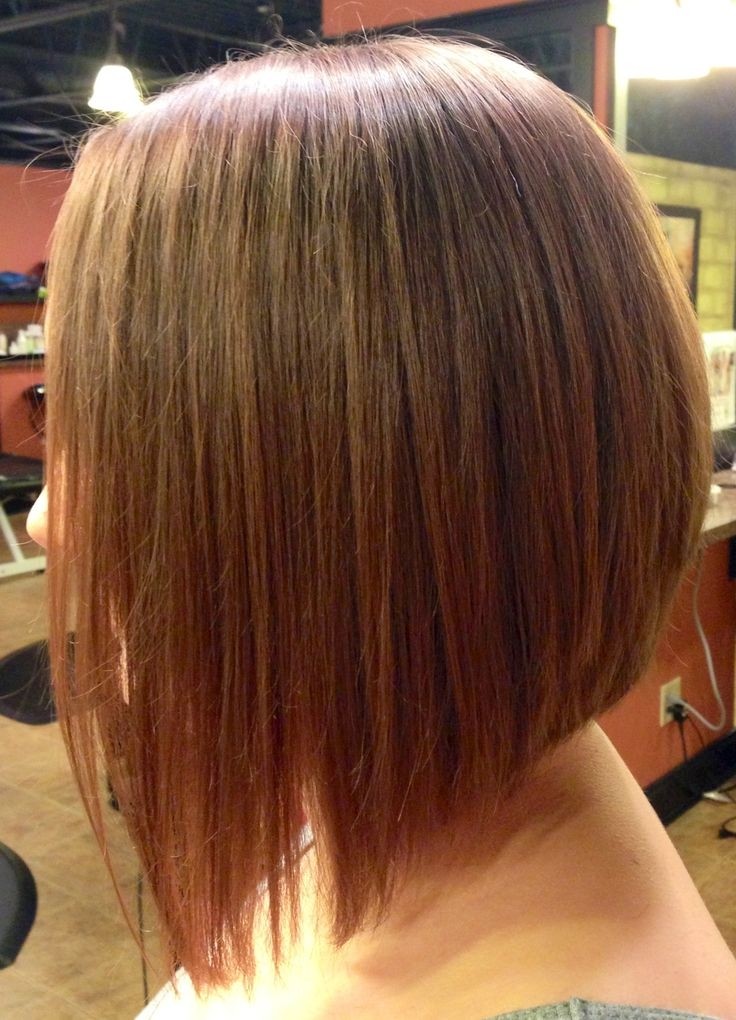 Bob in a long inverted bob with a dramatic angle, minimal stacking in the back