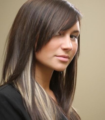 Long Straight Hairstyles: Peekaboo Hair Highlights