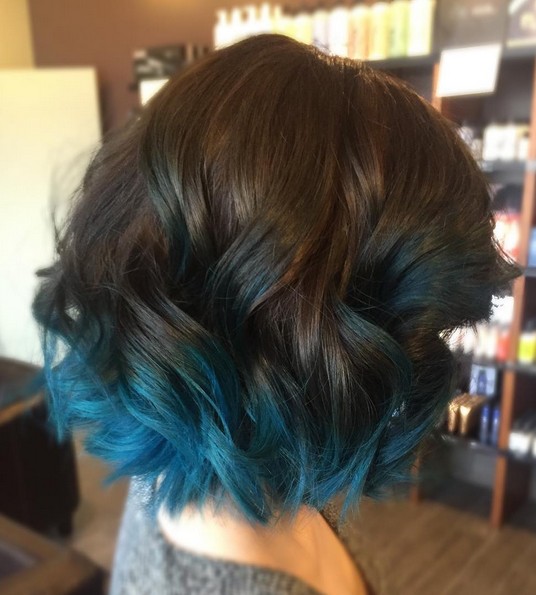 Medium lob haircuts, curly - ombre aclearin for short hair