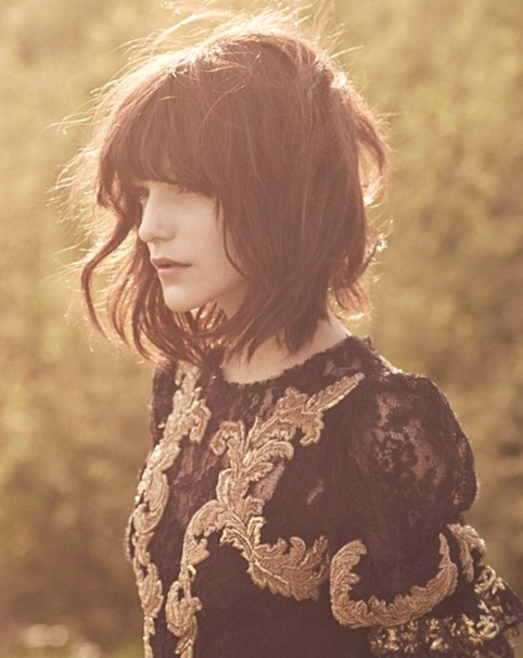 Medium Hairstyle for Blunt Bangs: Layered Haircuts