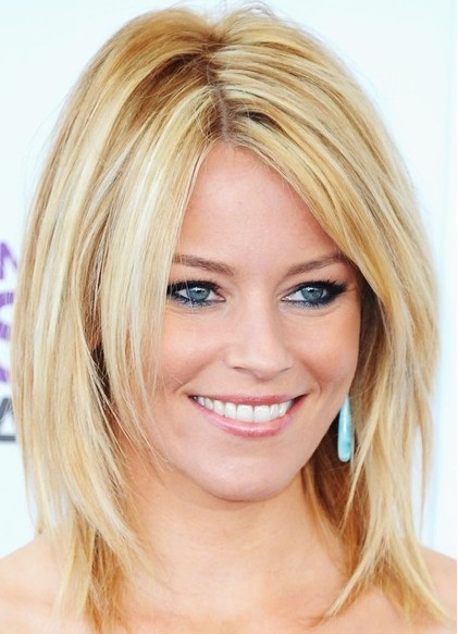 Medium Length Hair:  Blonde Smooth Straight Hairstyle