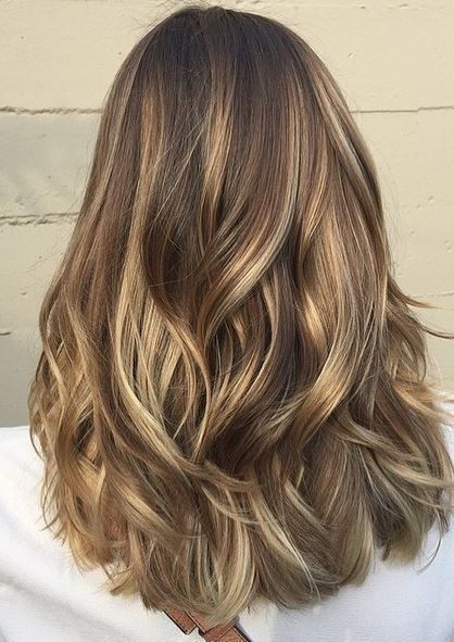The idea of medium -length hair - highlighting a brunette light