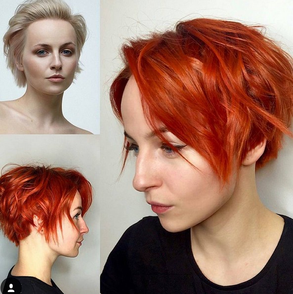 Circular hair cut with great hair color