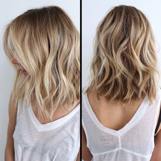 Switch hairstyle, wavy hairstyle - side, rear view, style of hair lob