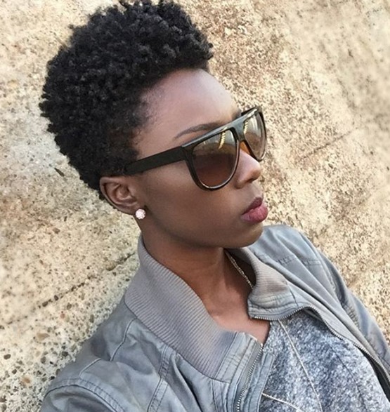 Natural curls with a pixel hairstyle
