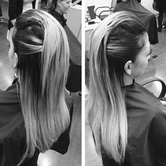 Hypochings half below the lower lower hair straight hair
