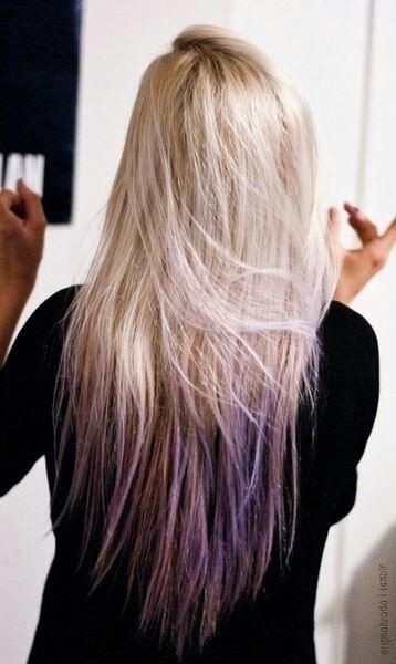 Omper hairstyles for long straight hair: purple hair