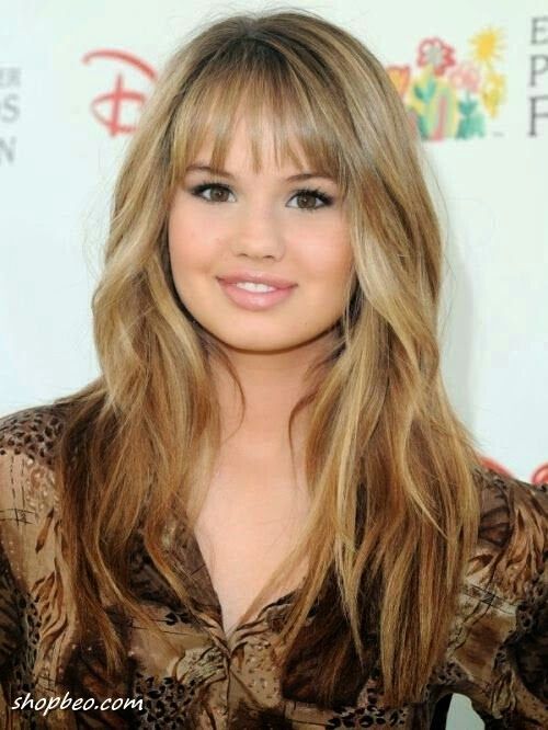 Long hair ombre with short bangs - long hairstyles for the round face shape