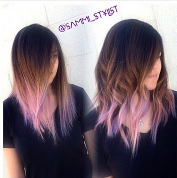 Medium -length hair ombre - lobe pieces