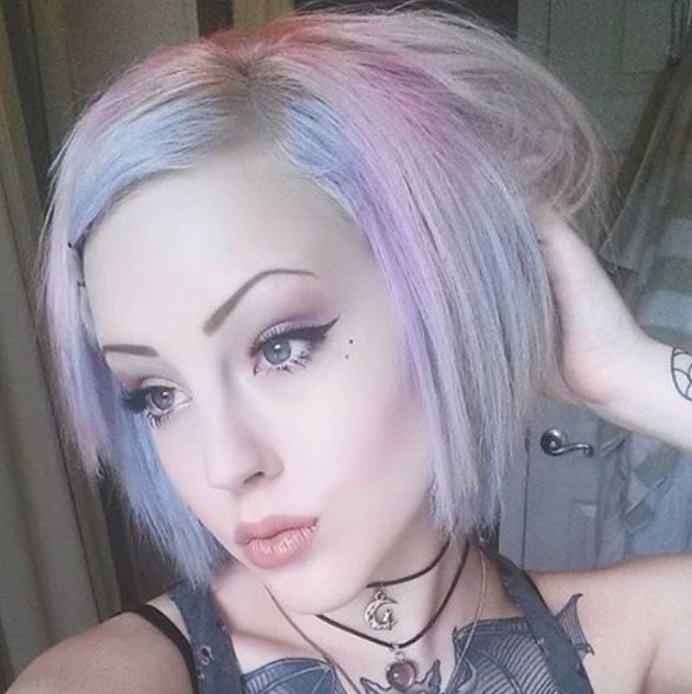 Purple Pastel hair cutting short hair