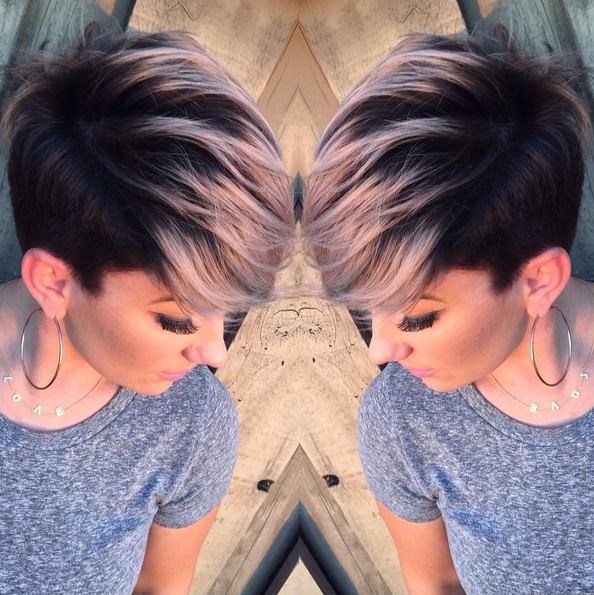 Pastel short hairstyles - stand with short hair - hairstyles with pink smoke hair