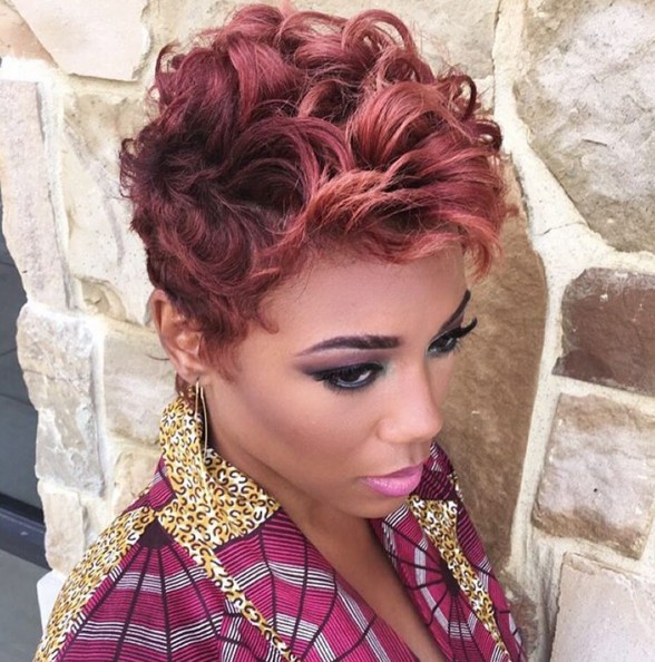 Short pink hairstyle