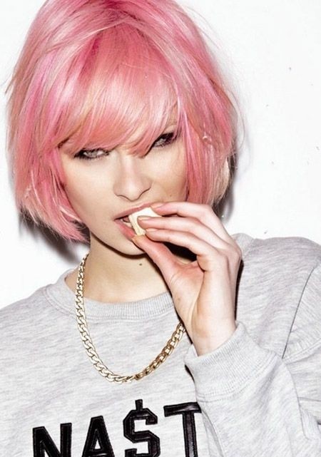 Pink hairstyle for short hair