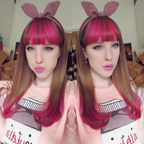 Pink and brown hairstyle
