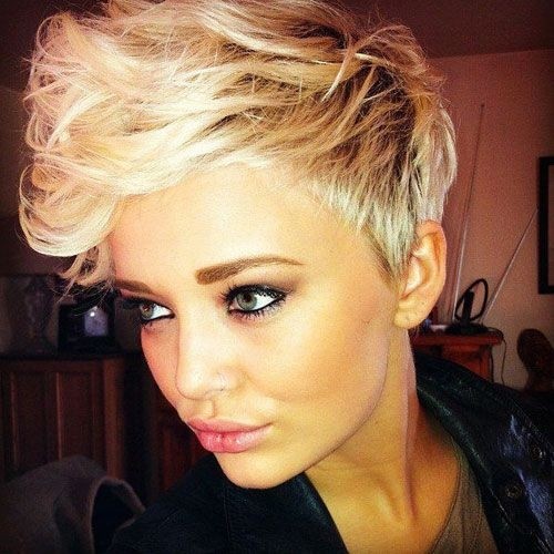 Hair styles with long side bangs: short blond hair