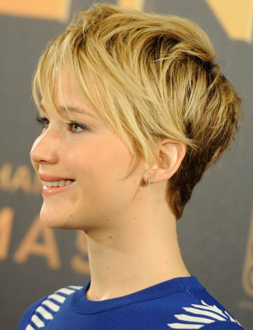 Pixie Haircuts 2014: Jennifer Lawrence Blonde Ombre Hair Short