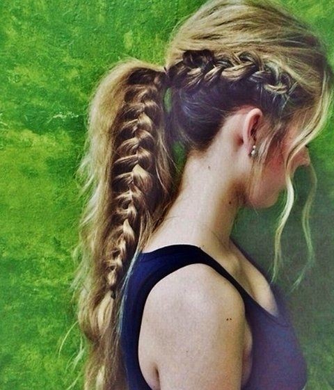 Horse tail style with braid