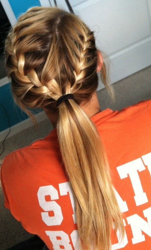 Horse tail hairstyle with braid