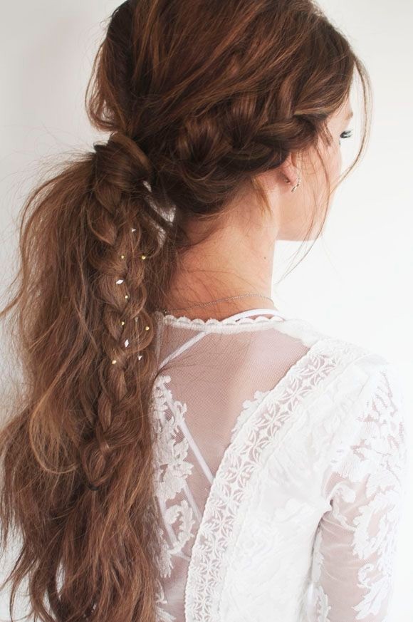Horse -tail hairstyle with braids - long hairstyle ideas for girls