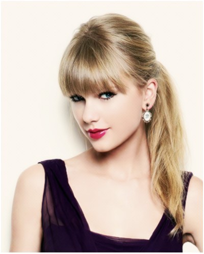 Ponytail Hairstyles with Blunt Bangs: Taylor Swift Hair Styles