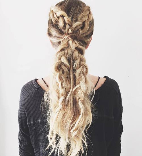 Ponytail with double braids