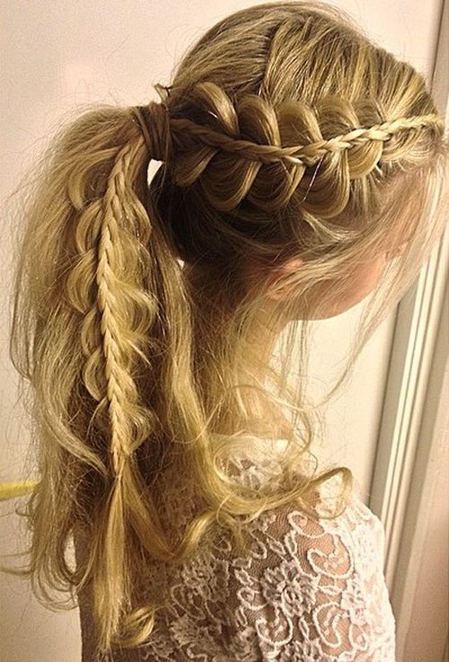 A horse tail with French braids