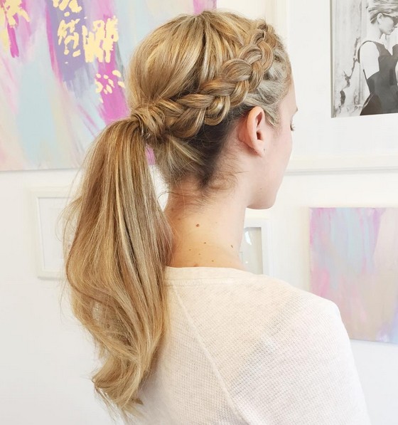 Ponytail with braids on gorgeous girls