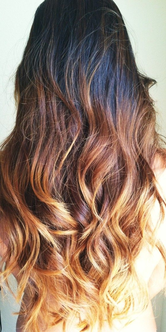 Beautiful brown flame: black hair to blonde amber