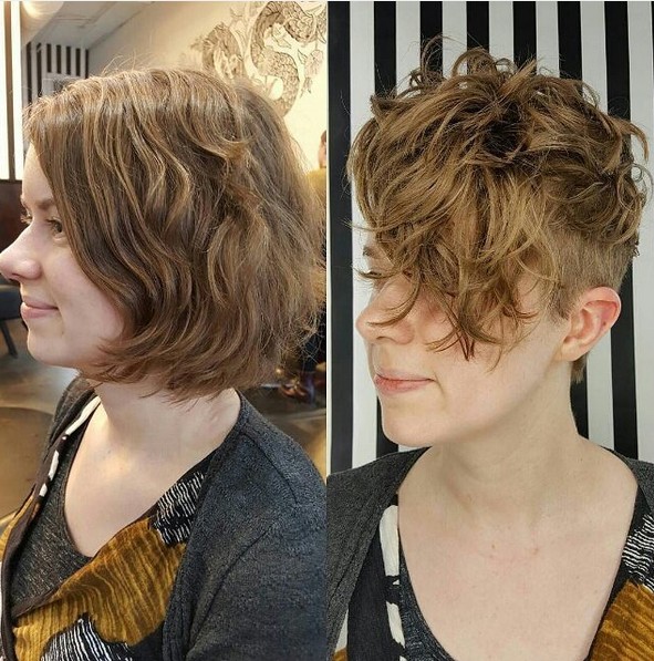 Beautiful curly hair pieces - short hairstyle with long bangs
