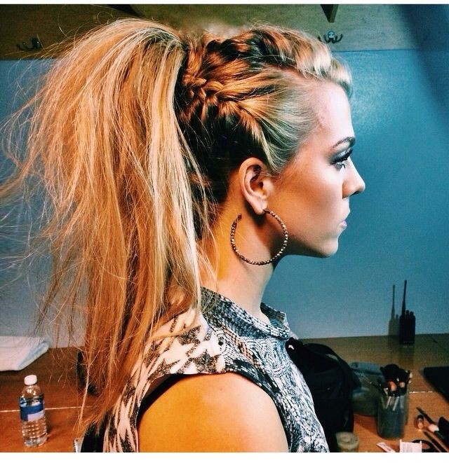 Beautiful horse tail with braids - long hairstyles for Spring 2015