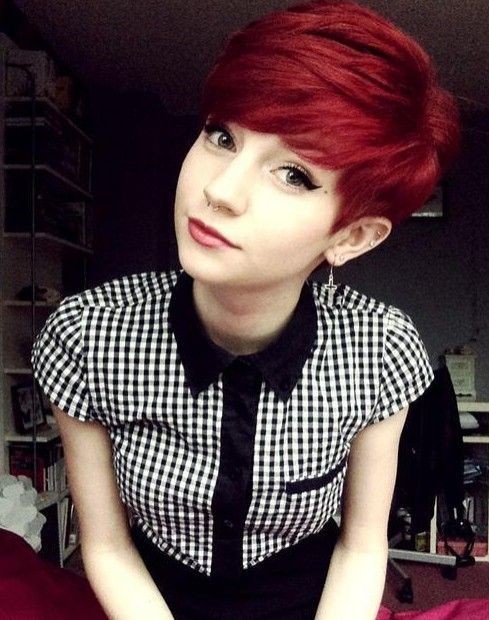 Beautiful red pixel shave - short hairstyles with explosions