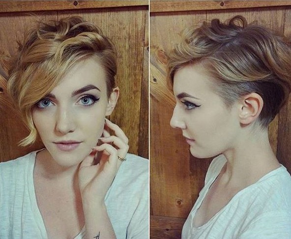 Beautiful rude hair cutting - Ombre Pixie hairstyle with long side bangs