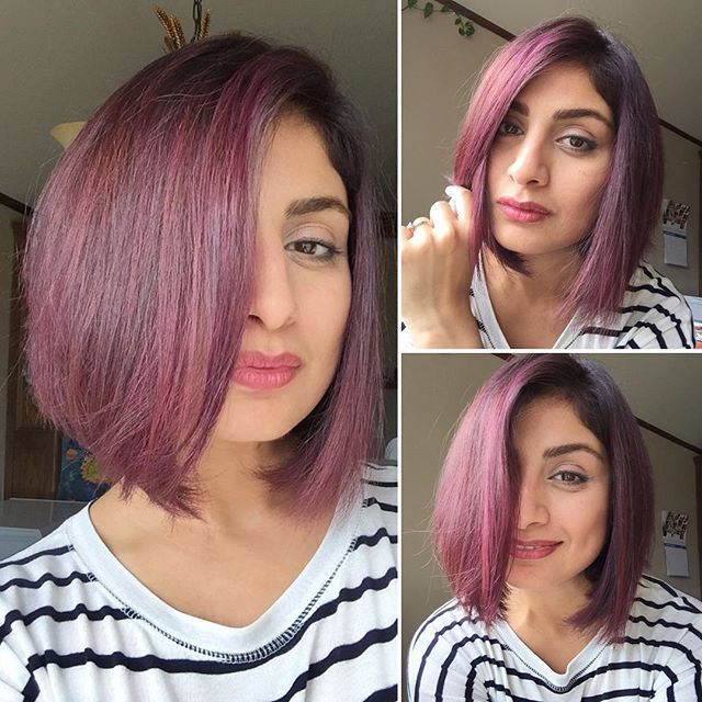 Purple hairstyles stacked with explosions