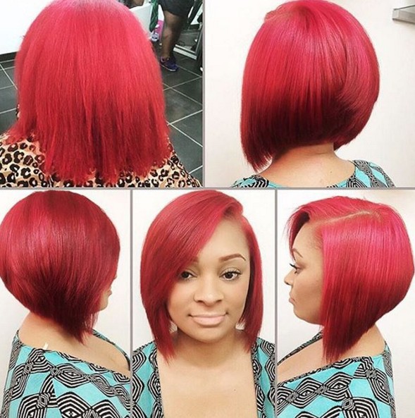 Red, bob hairstyle for straight hair
