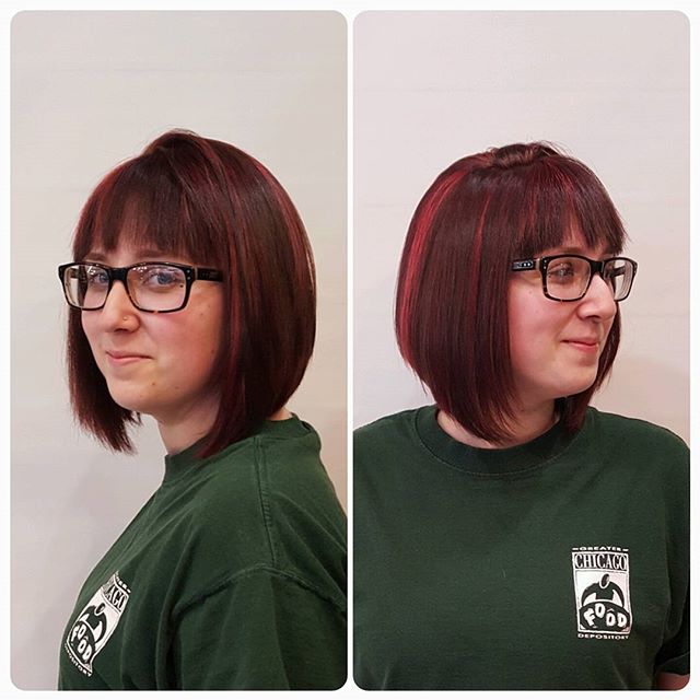 The most prominent Bob Bob hairstyle with red power with glasses