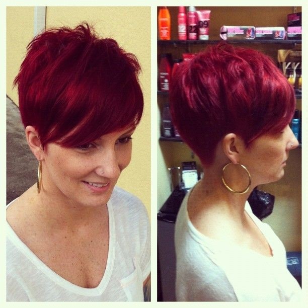 Red haircuts for women: side view
