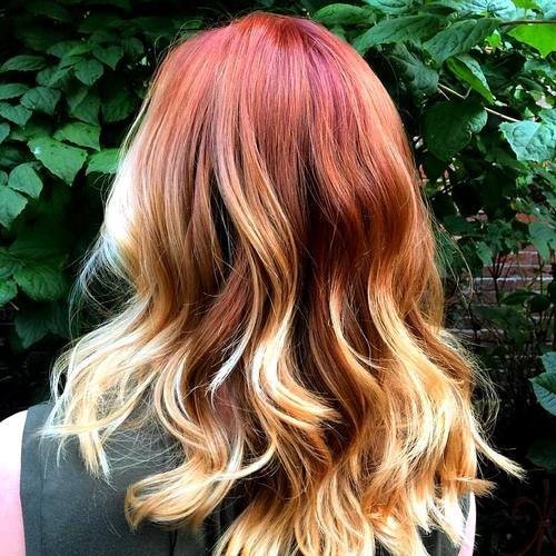 The most prominent red and blonde ombre