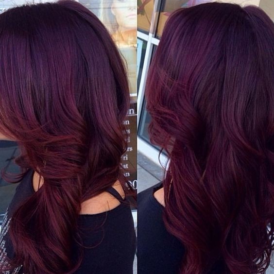 Red purple with long curly hair - Mahogoni hair