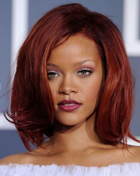 Rihanna Medium Bob Hairstyles 2012 Rihanna Medium Bob Hairstyles 2012