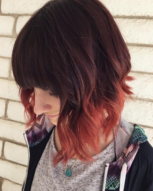 Rocking Red and Orange - Dip Dye Curly Bob