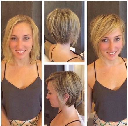 A short, asymmetric hair cutting