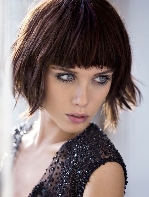 Shagher hair styles with sharp bangs