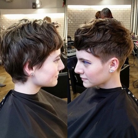 Pixie shared shave with curly hair - gentle short hairstyles for women and girls