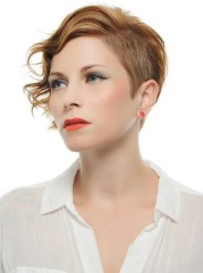 Short Haircut with Curly Hair: Classic Copper color