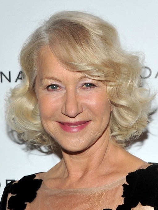 Short hairdressers for older women: Helen Mirin's curly hairstyle