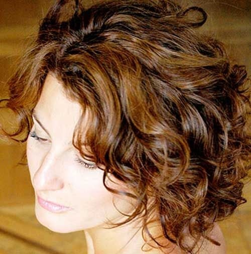 Short hairstyles for curly hair: blond hair lights