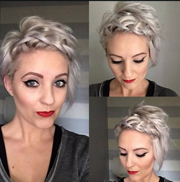 Short hairstyles with Braid Bangs - elegant hair colors designs for women short hair 2017